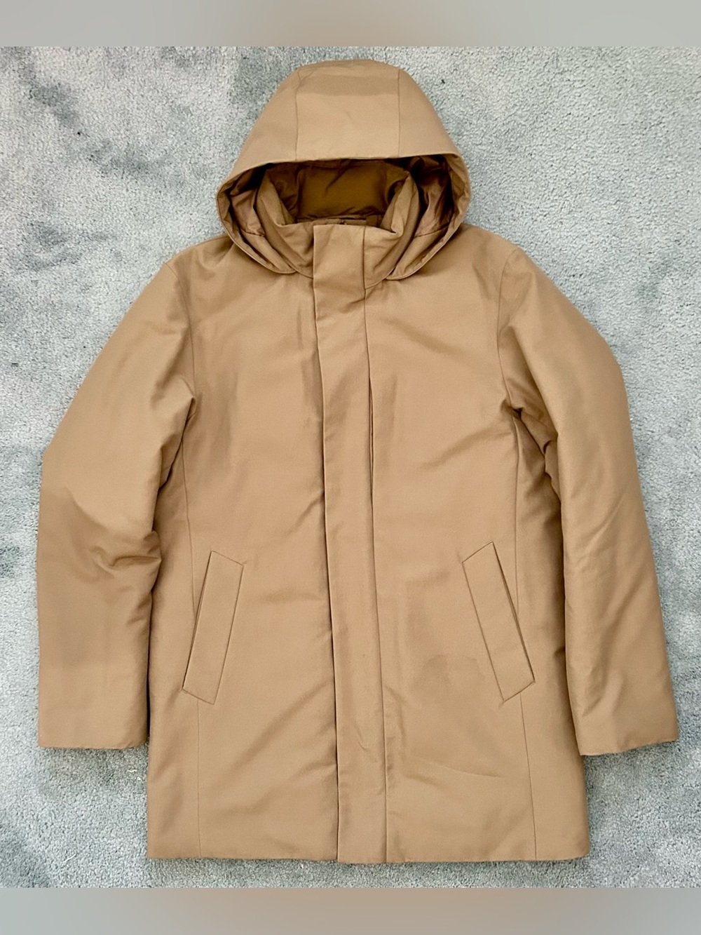 Uniqlo Men's Hybrid Down Hooded Parka Coat - S - Camel Tan